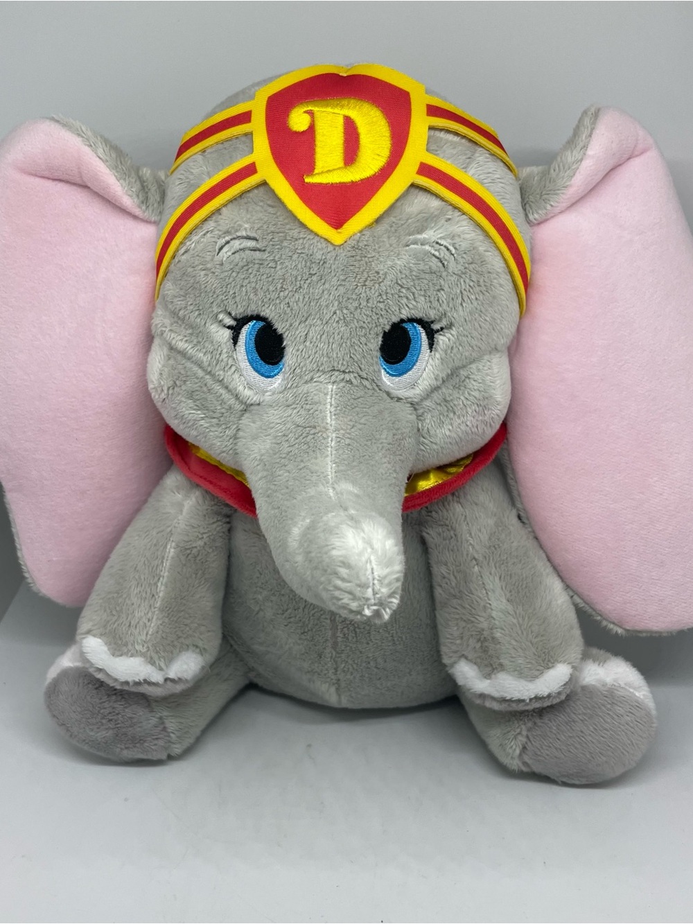 Disney Gray and Pink Dumbo Plush with Yellow-Red Trunk Crest